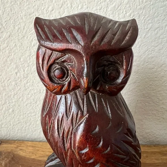 Carved Wood Owl Figurine - Picture 7 of 10
